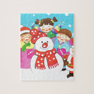 It's snow time! Merry Christmas, Kids in the snow Jigsaw Puzzle