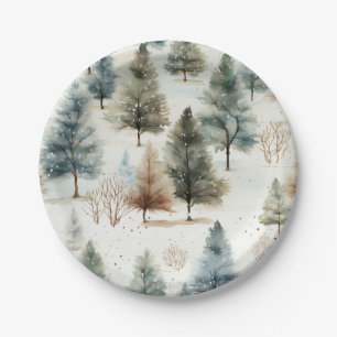It's snowing on fir trees - paper plate