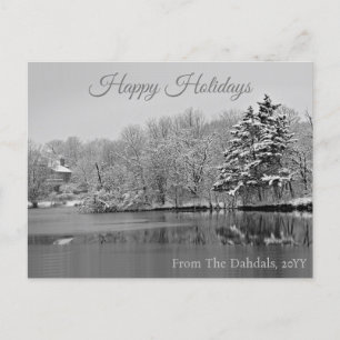 It's Snowing Over the Lake, Personalised Holiday Postcard