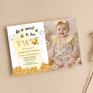 It's So Sweet To Bee Photo 2nd Birthday Invitation