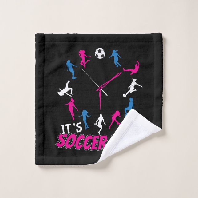 It's Soccer Time Girls Soccer Quote Wash Cloth (Wash Cloth)