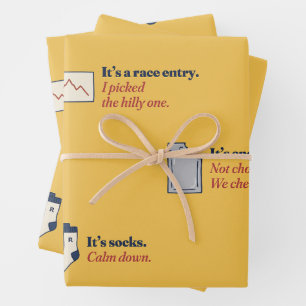 It's Socks Calm Down Funny Runner Wrapping Paper Sheet