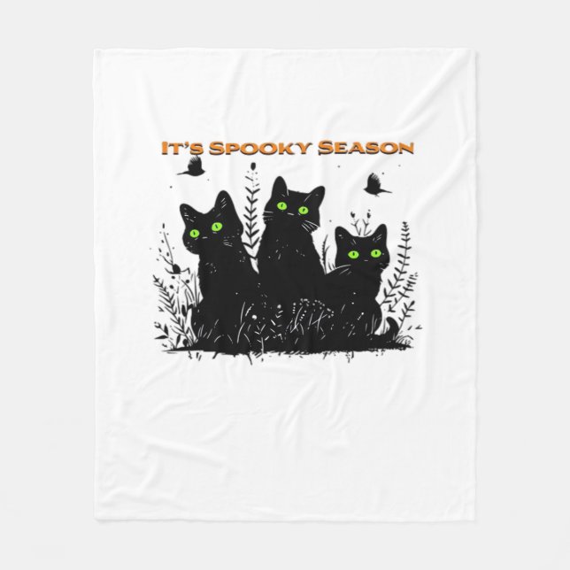 It's spooky season black cats Classic T-Shirt Fleece Blanket (Front)