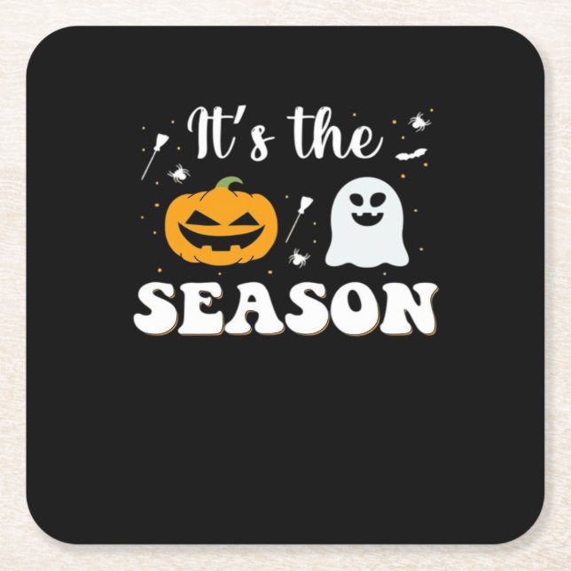 Its Spooky Season Square Paper Coaster (Front)