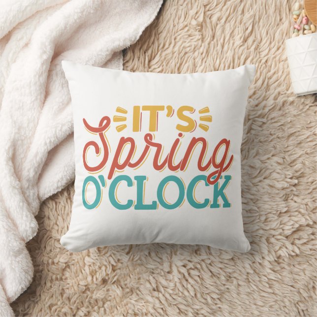 IT'S SPRING O'CLOCK SPARKLY SPRING TIME QUOTE CUSHION (Blanket)