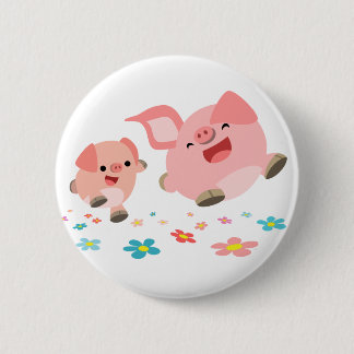 It's Spring!!-Two Cute Cartoon Pigs  Button Badge