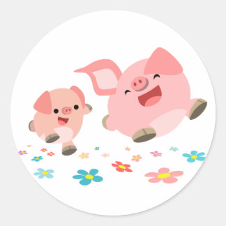 It's Spring!!-Two Cute Cartoon Pigs Sticker