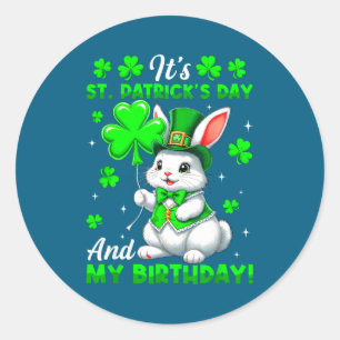 It's st. patrick's day my birthday bunny shamrocks classic round sticker