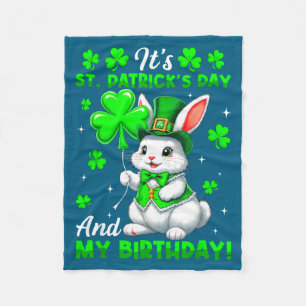 It's st. patrick's day my birthday bunny shamrocks fleece blanket