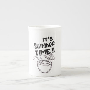 It's Summer Time Coconut Beach Vacation Funny Bone China Mug