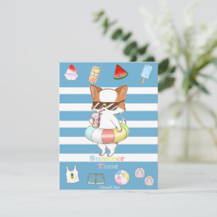 It's Summer Time Mochi and Sunglasses with Floaty Holiday Card