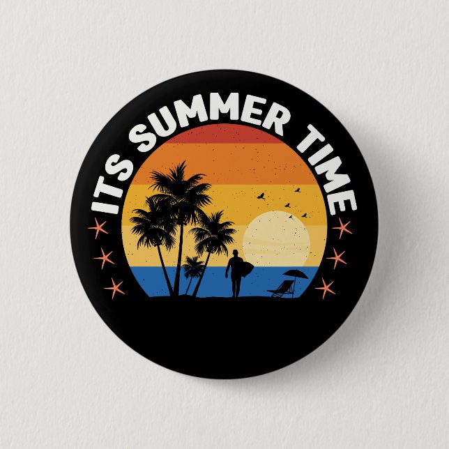 It's Summer Time Tropical Sunset Design 6 Cm Round Badge (Front)