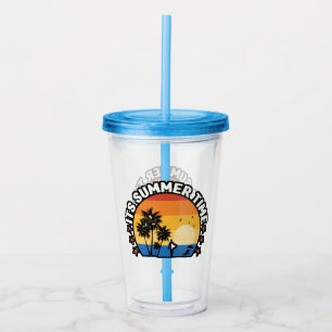 It's Summer Time Tropical Sunset Design Acrylic Tumbler