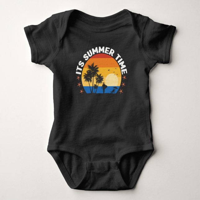 It's Summer Time Tropical Sunset Design Baby Bodysuit (Front)