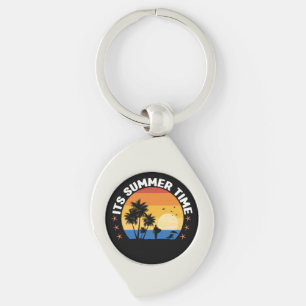 It's Summer Time Tropical Sunset Design Key Ring