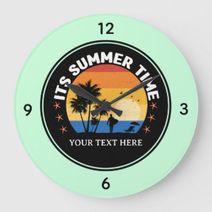 It's Summer Time Tropical Sunset Design Large Clock