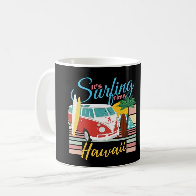 It's Surfing Time Hawaii - Summer Beach Vibes Coffee Mug (Front Left)