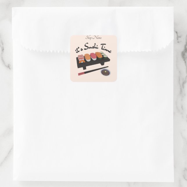 It's Sushi Time , Sushi  Square Sticker (Bag)