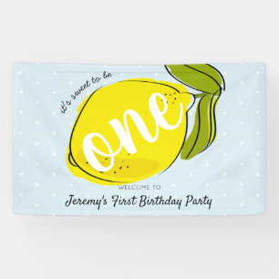 It's sweet to be One Lemon Blue 1st Birthday Banner