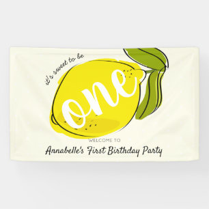 It's sweet to be One Lemon Yellow 1st Birthday Banner