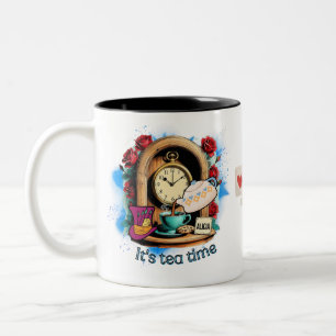 "It's Tea Time"  – Alice in Wonderland inspired Two-Tone Coffee Mug