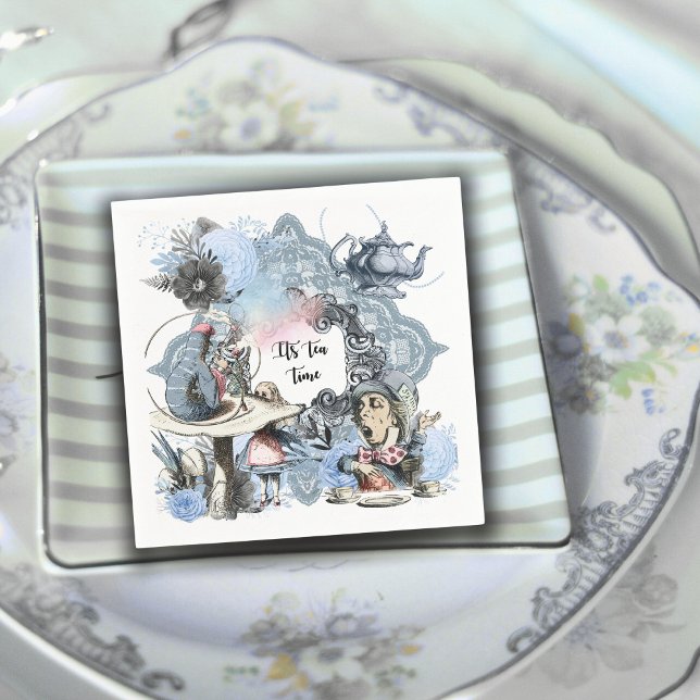 Its Tea Time Dust Blue Alice Wonderland Napkin (Creator Uploaded)