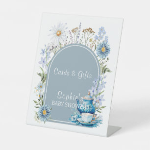 It's Tea Time Dusty Blue Garden Cards & Gifts Pedestal Sign