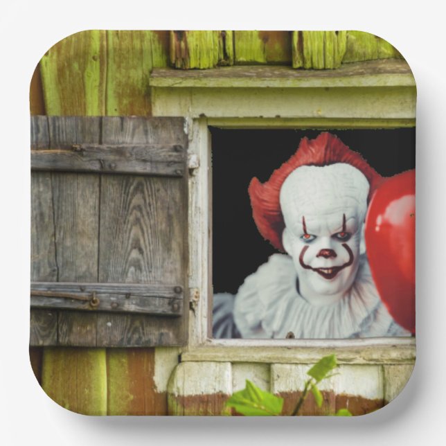 It's that clown again. paper plate (Front)