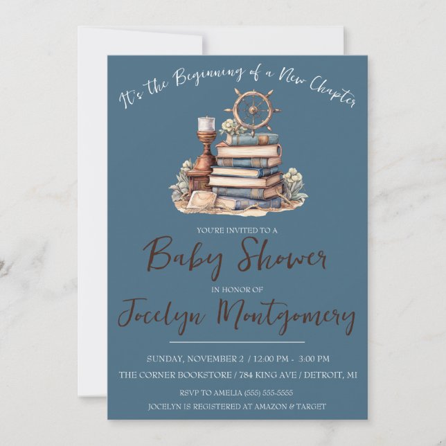 It's the Beginning of a New Chapter Baby Shower Invitation (Front)