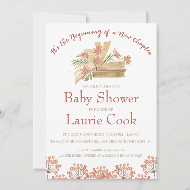 Its the Beginning of a New Chapter! Baby Shower Invitation (Front)