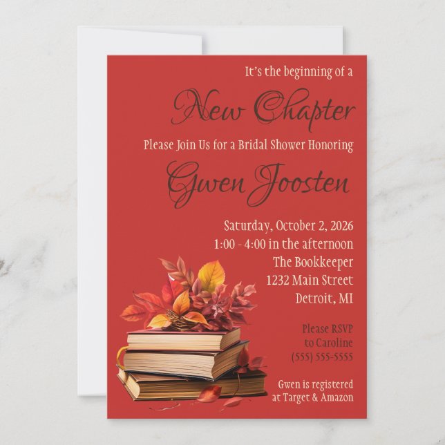 It's the Beginning of a New Chapter Bridal Shower  Invitation (Front)