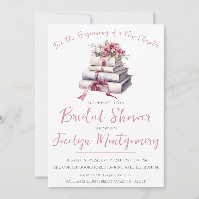 It's the Beginning of a New Chapter Bridal Shower Invitation (Front)