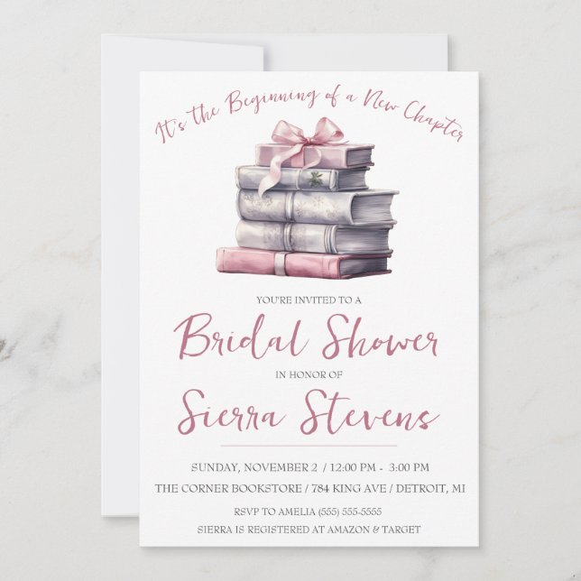It's the Beginning of a New Chapter Bridal Shower Invitation (Front)