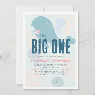 It's the Big One Blue Whale 1st Birthday Invitation
