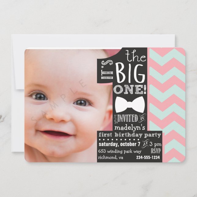 It's the BIG one! First Birthday Photo Invitation (Front)