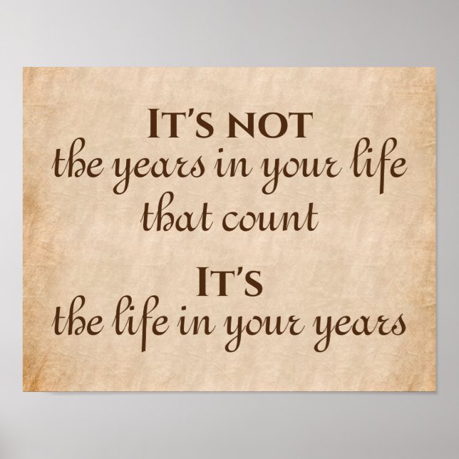 It's the Life in Your Years Inspirational Quote Poster (Front)