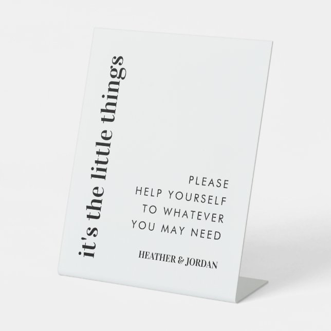 It's The Little Things Wedding Bathroom Basket Pedestal Sign (Front)