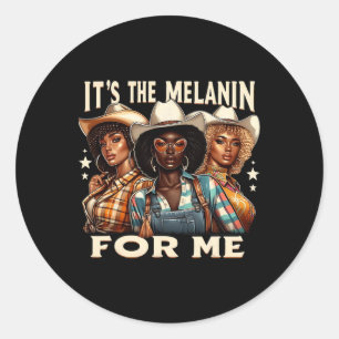 It's The Melanin For Me Black Urn Style Black Woma Classic Round Sticker