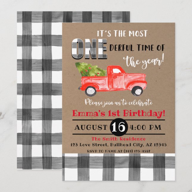 It's the most ONE-derful time of year 1st Birthday Invitation (Front/Back)