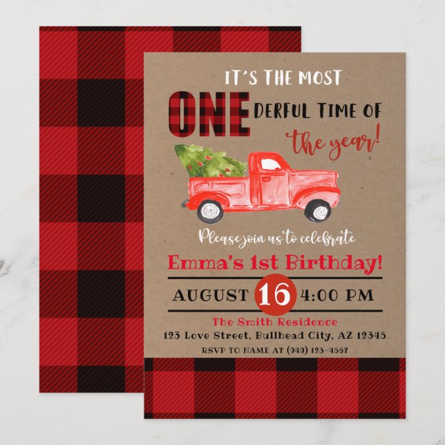 It's the most ONE-derful time of year 1st Birthday Invitation (Front/Back)