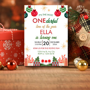 Its The Most ONEderful Time Of The Year 1st Bday Invitation
