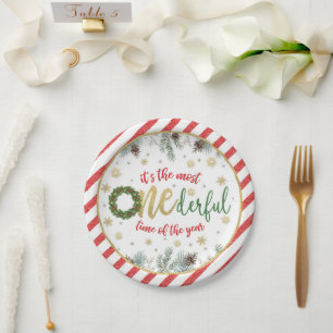 It's the Most ONEderful Time of the Year (Wreath) Paper Plate