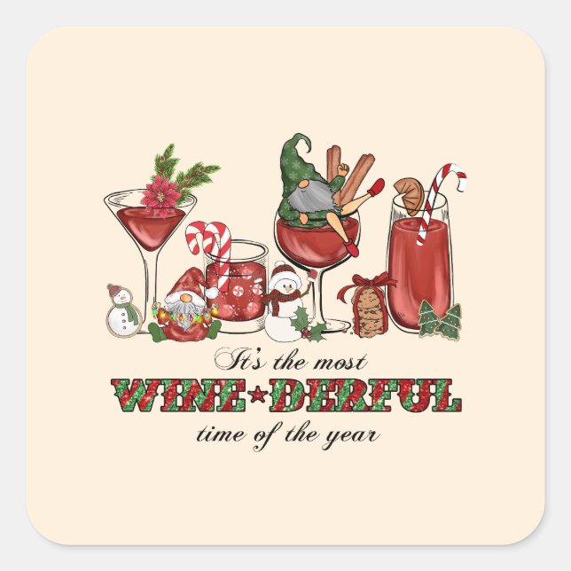 It's the Most Wine-derful Time Square Sticker (Front)
