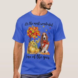 Its The Most Wonderful Autumn Time Basset Hound Pu T-Shirt