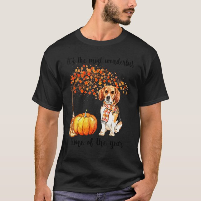 It's The Most Wonderful Autumn Time Beagle Scarf P T-Shirt (Front)