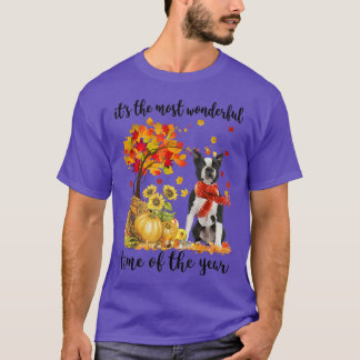 It's The Most Wonderful Autumn Time Boston Terrier T-Shirt
