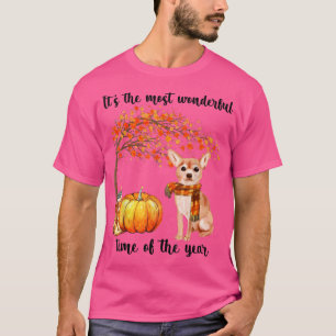 Its The Most Wonderful Autumn Time Chihuahua Scarf T-Shirt