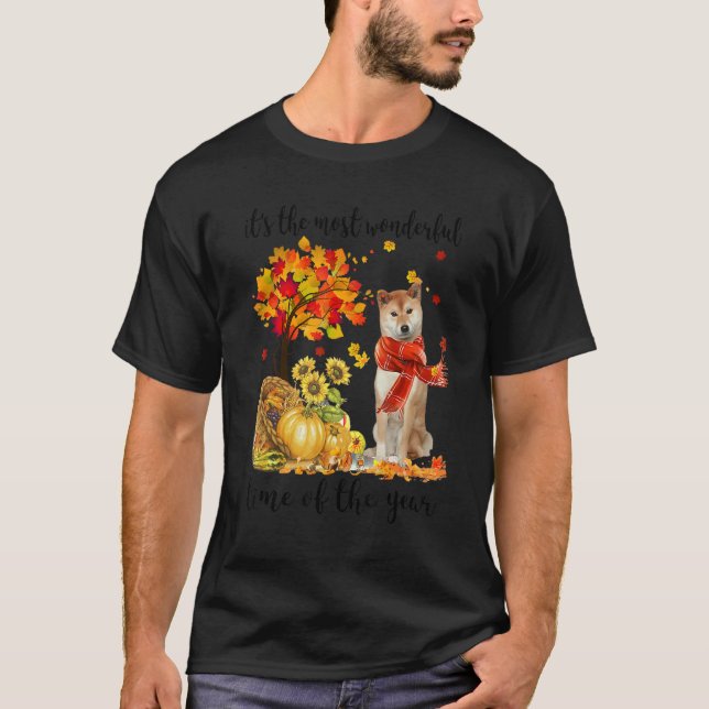It's The Most Wonderful Autumn Time Shiba Inu Pump T-Shirt (Front)