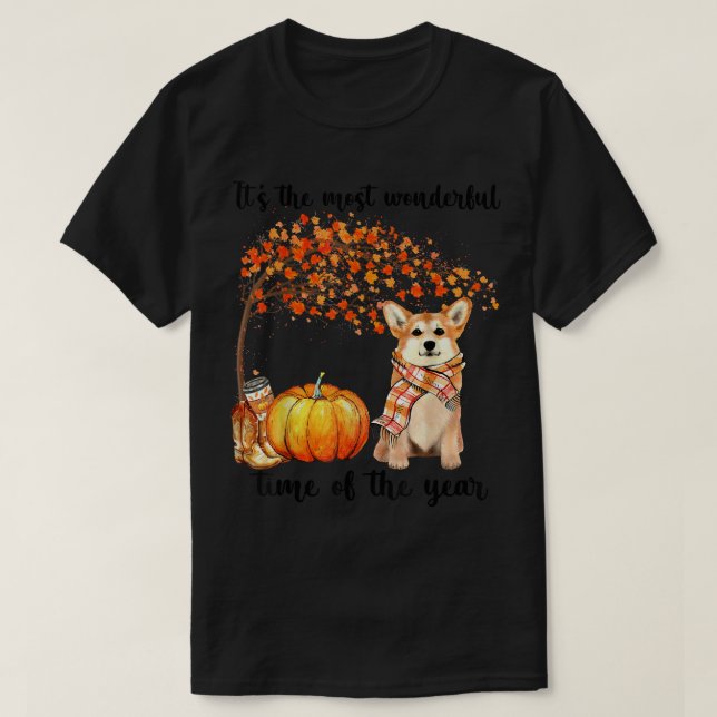 Its The Most Wonderful Autumn Time Welsh Corgi Pum T-Shirt (Design Front)