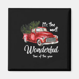 Its The Most Wonderful Christmas Of Year  Red Truc Magnet